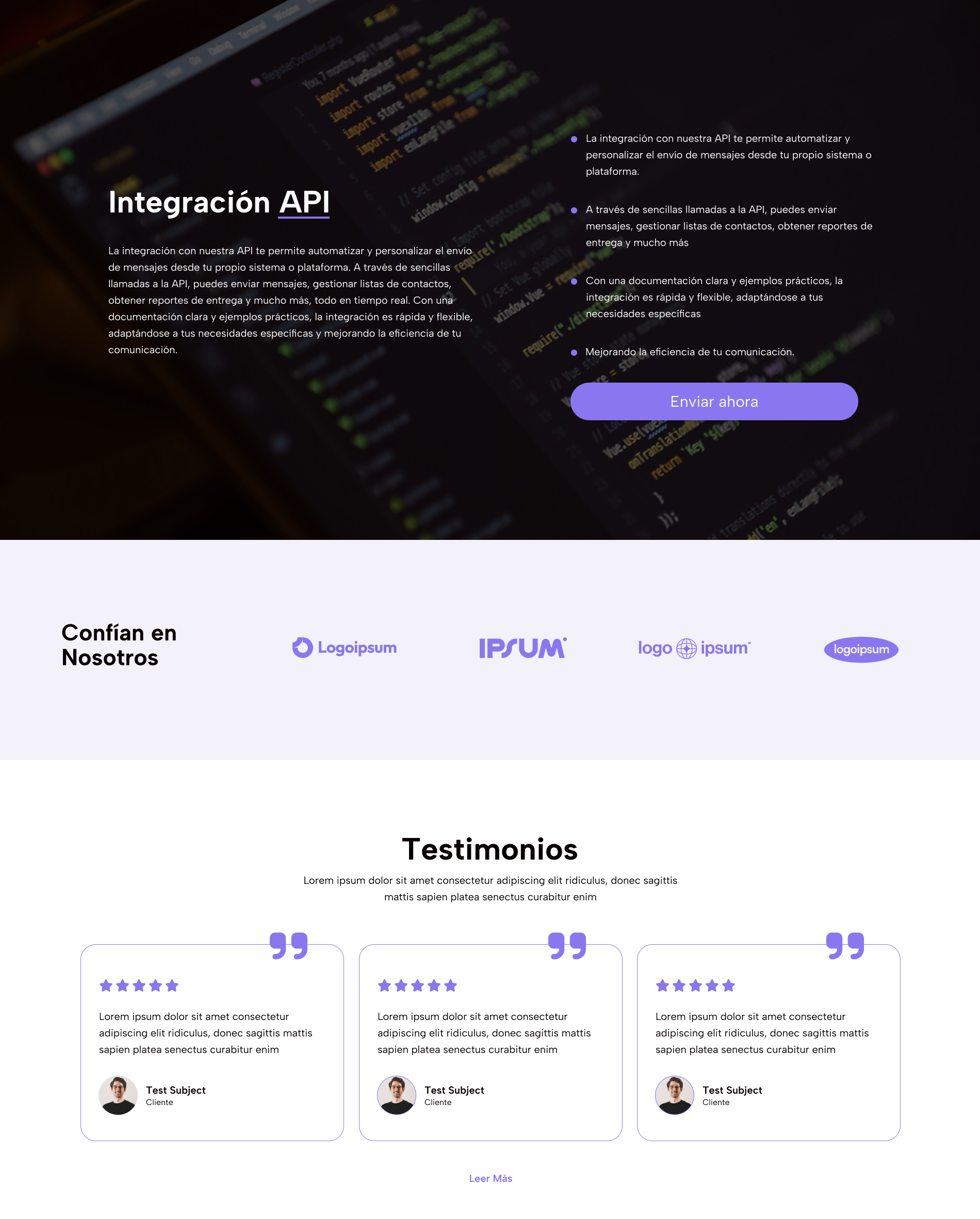 Feature highlights and signup CTA
