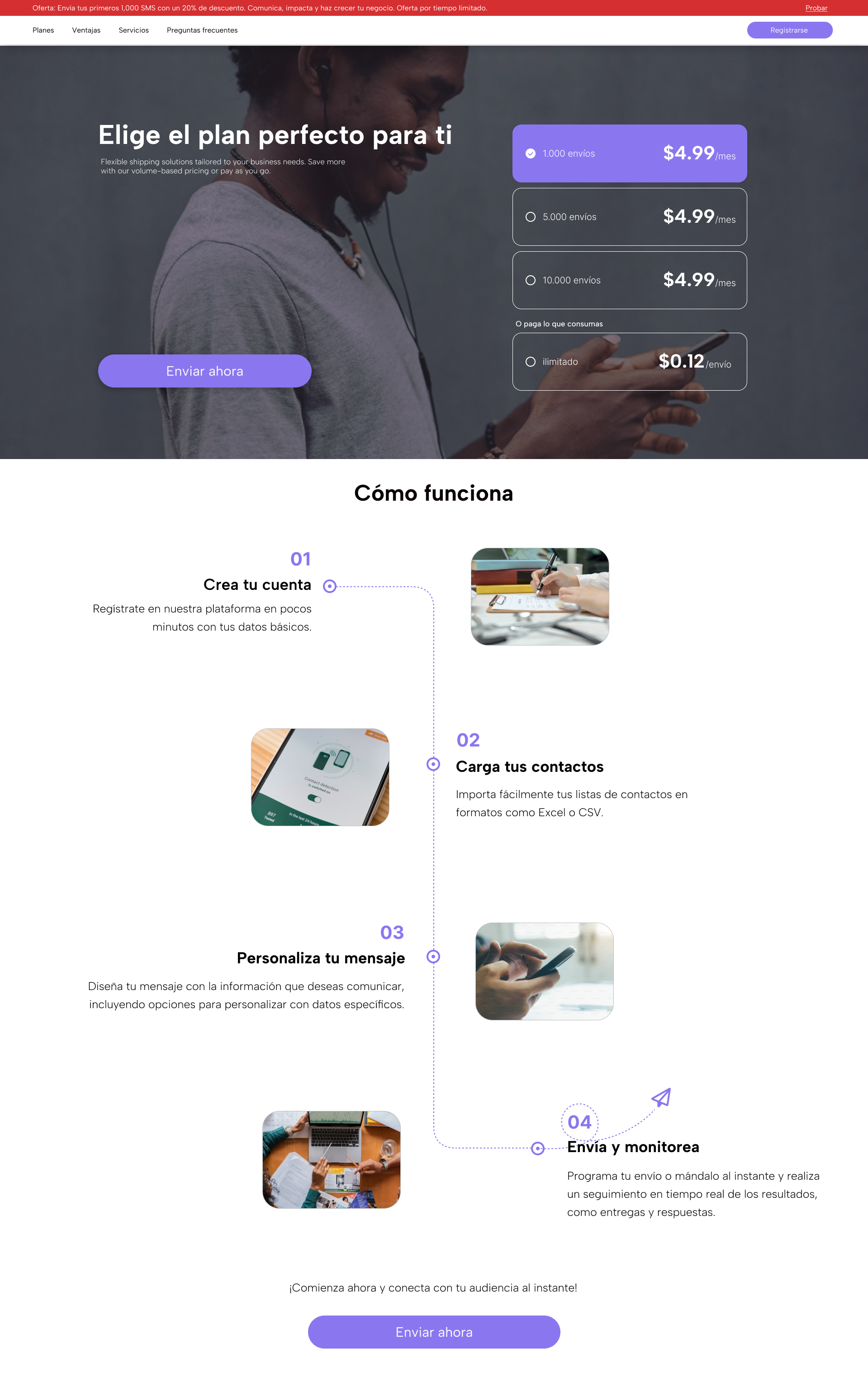 Homepage hero and key messaging