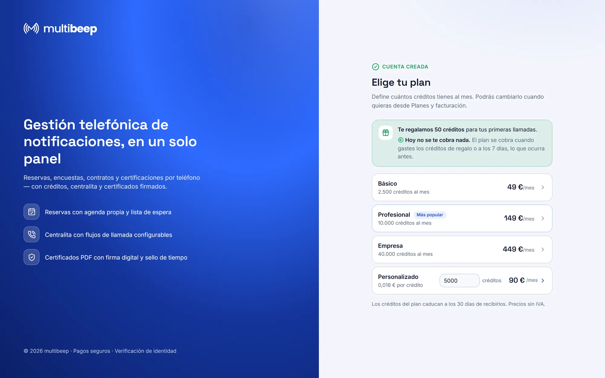 alta · elige tu plan