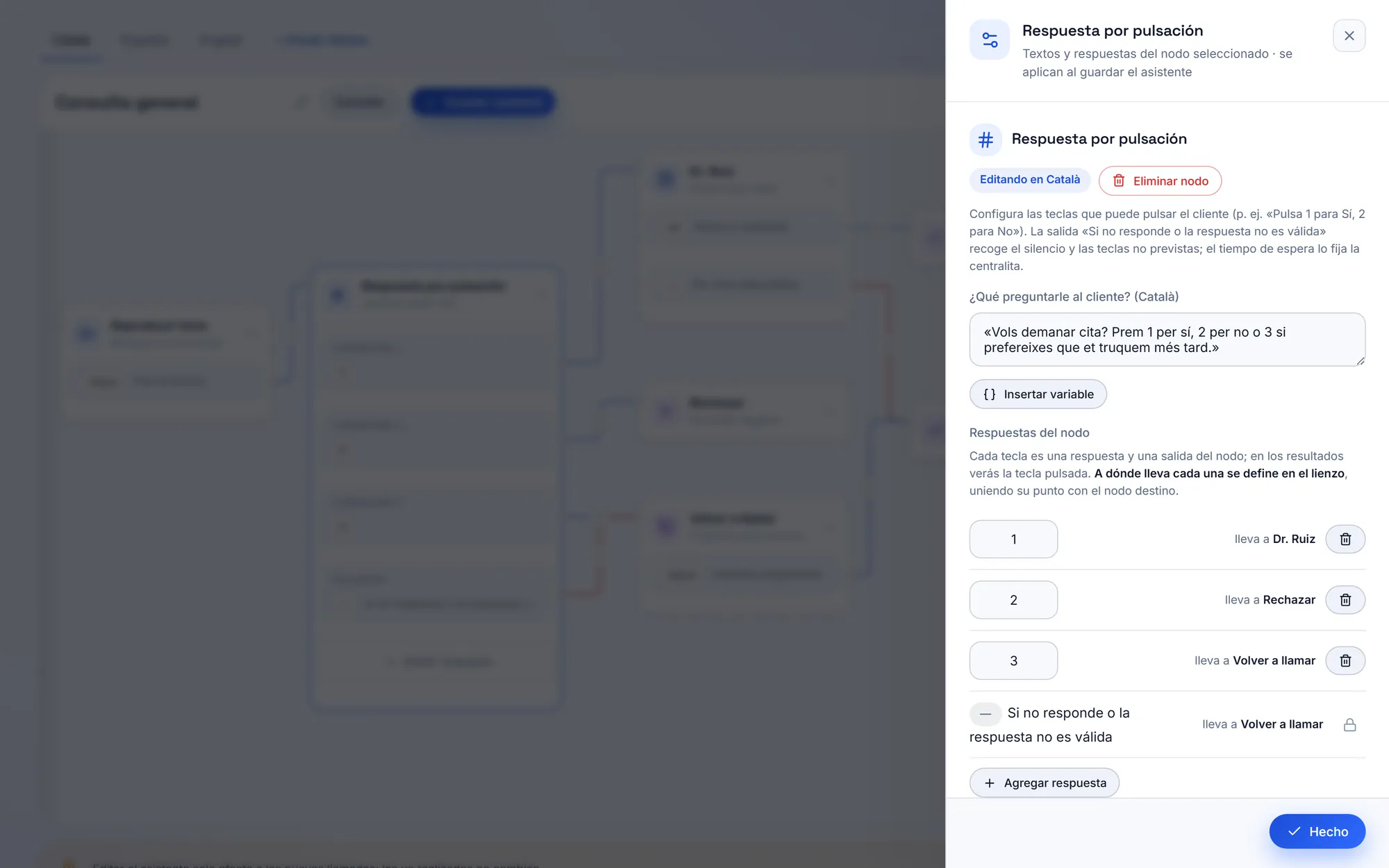 editor · configuración de un nodo
