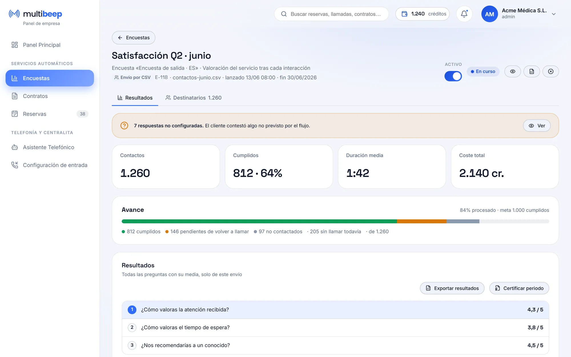 Inside a send: progress, results and every call