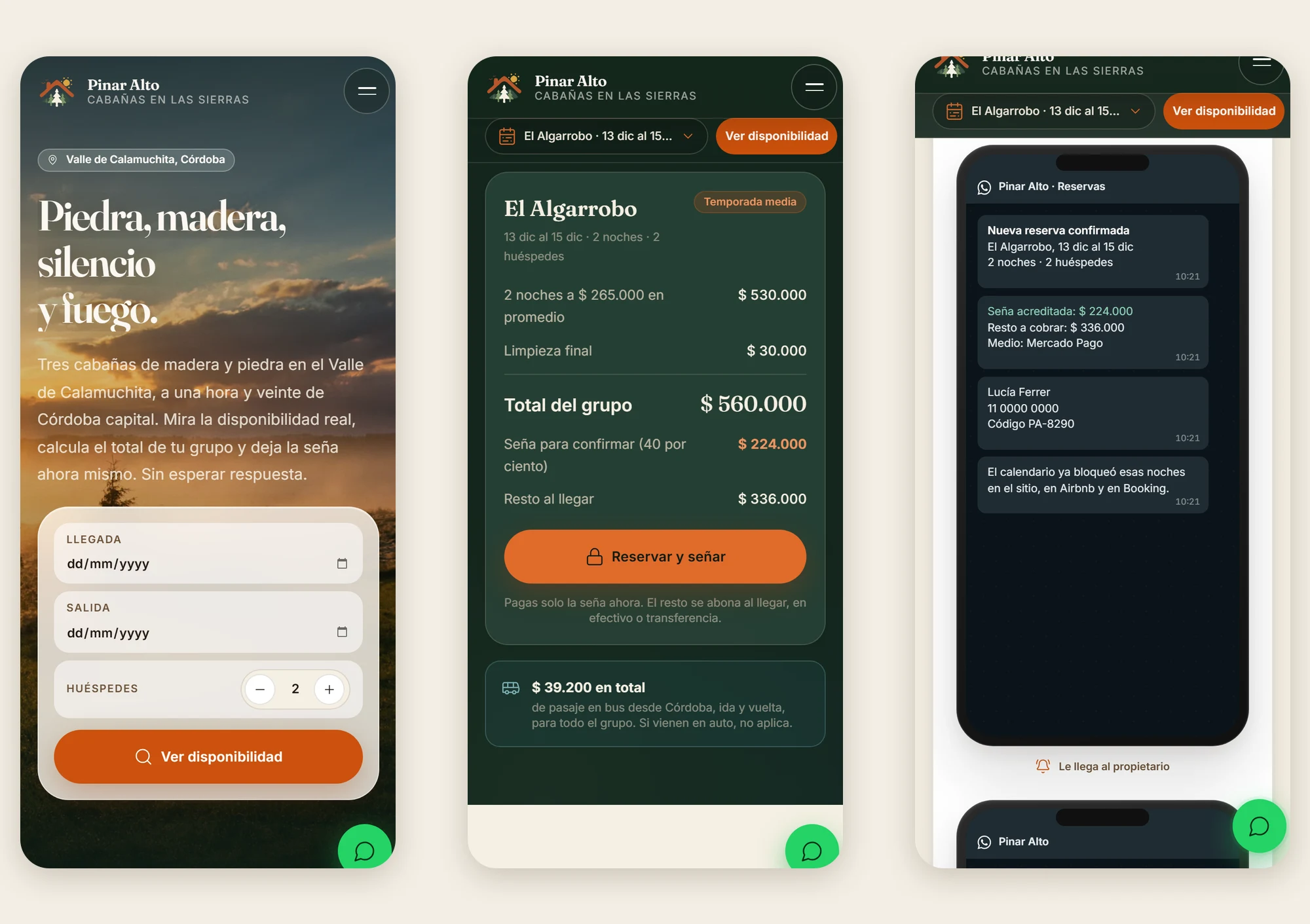 mobile · hero, total y confirmación