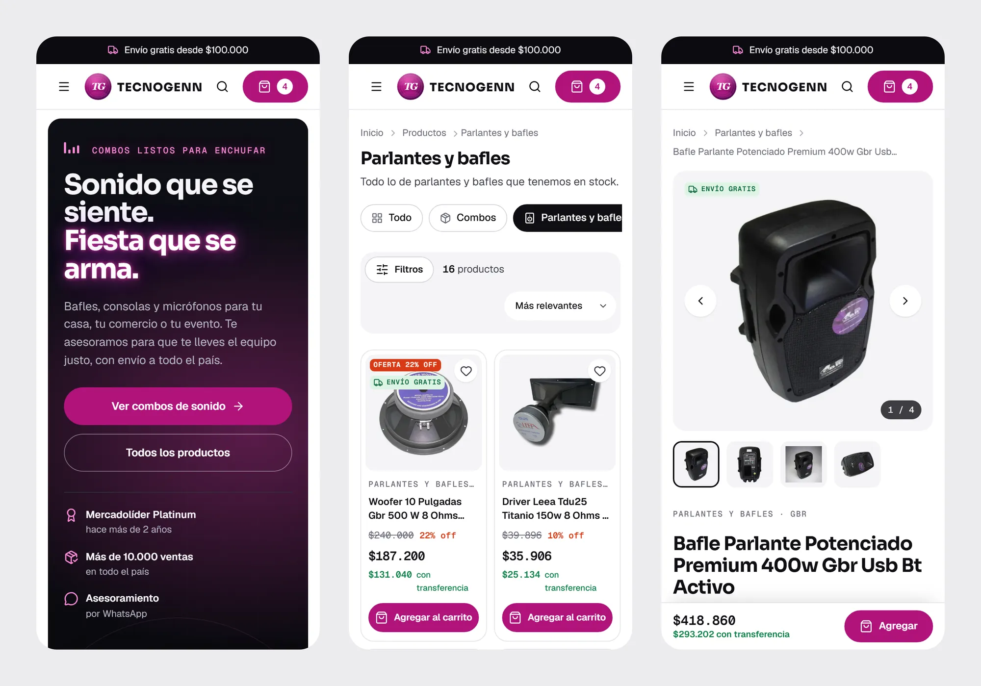 celular · inicio, catálogo, ficha